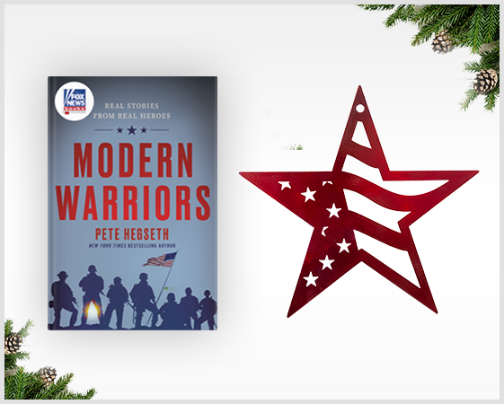 Modern Warriors book cover by Pete Hegseth and American Star Ornament